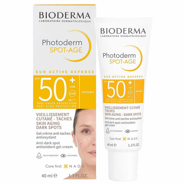 ژل کرم ضد آفتاب بی رنگ Photoderm Spot Age SPF50 بایودرما 40ml