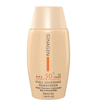 کرم ضد آفتاب رنگی ژیناژن مدل Full Coverage با spf 50 مناسب پوست معمولی و خشک حجم 50 میلی لیتر