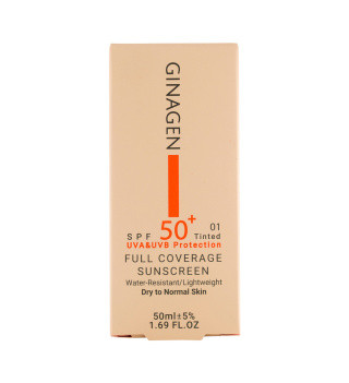 کرم ضد آفتاب رنگی ژیناژن مدل Full Coverage با spf 50 مناسب پوست معمولی و خشک حجم 50 میلی لیتر