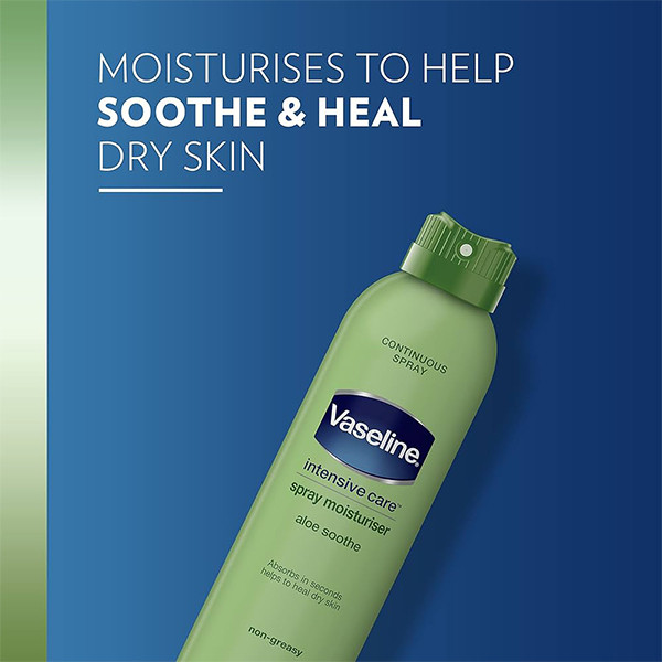 اسپری لوسیون بدن آلوئه ورا وازلین Vaseline Intensive Care Aloe Soothe Spray Moisturizer 190Ml