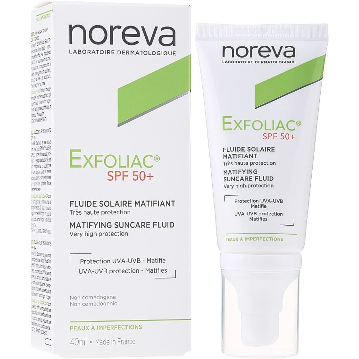 ضد آفتاب مات کننده اکسفولیاک نوروا SPF 50+ Noreva Exfoliac Matifying Suncare Fluid SPF 50+